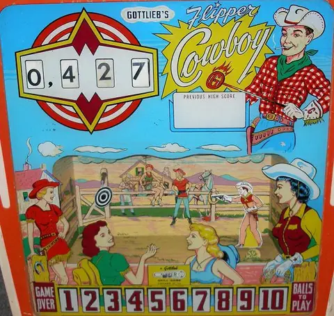 Flipper Cowboy backglass