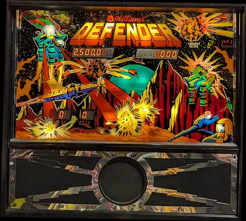 Defender backglass