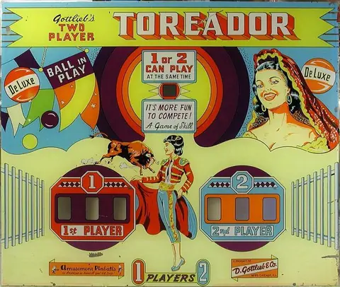 Toreador backglass