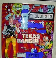 Texas Ranger backglass